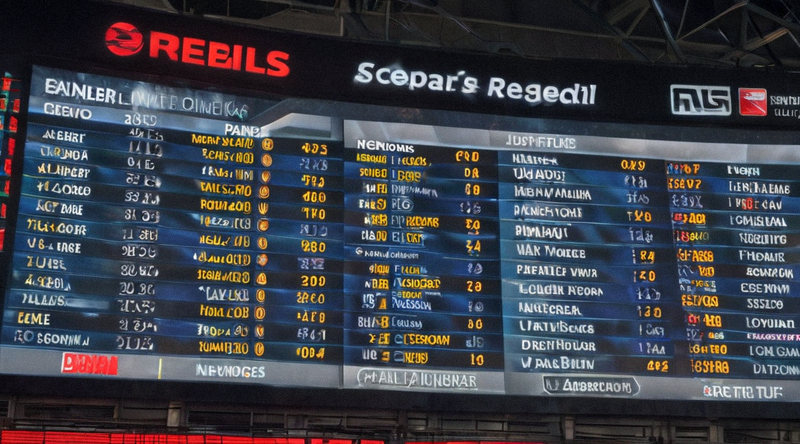 赛场边展示联赛积分排名信息的电子屏幕